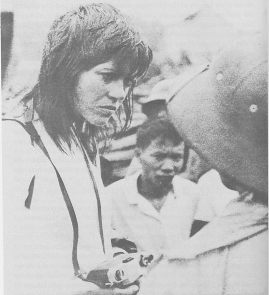 Jane Fonda with North Vietnamese soldiers.