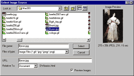 Select Image Source dialog box