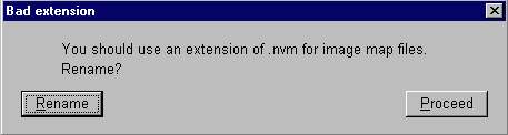Bad Extension dialog box.
