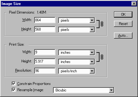 PhotoShop Image Size Dialog Box