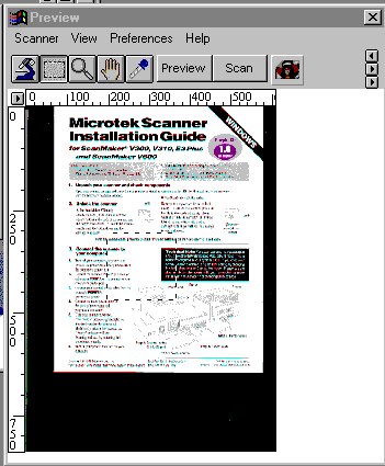 Scan Wizard Preview Window.